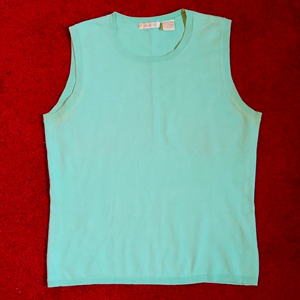 Seafoam green silk & rabbithair tank top